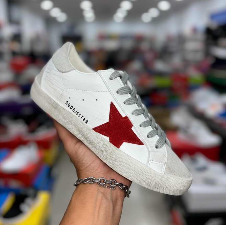 Sapatilhas Golden Goose Super-Star - Brancas e Vermelho